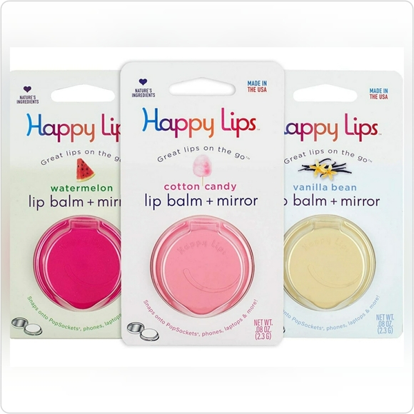 Happy Lips Other - Happy Lips – Lip Balm with Mirror (set of 3) for use with Pop Socket!